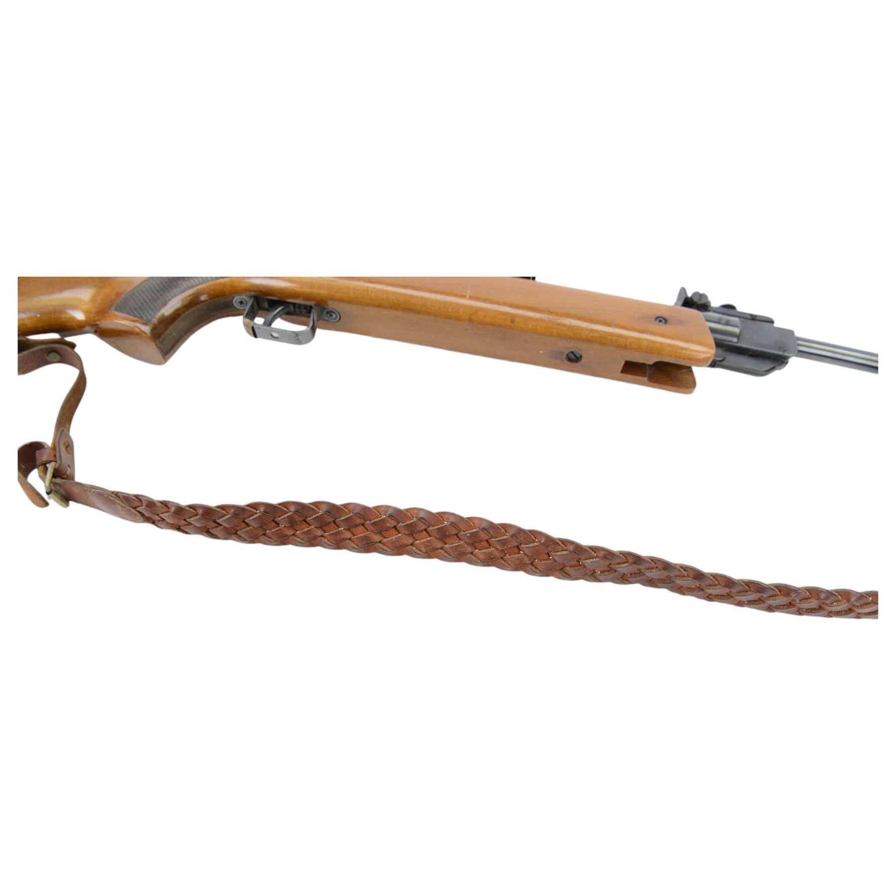 German Air Rifle, the 50cm barrel marked Cal 5.5/22, made in Germany, with Nikko Stirling Silver Crown 3.9x40 scope, overall L114, in a Logun rifle bag 