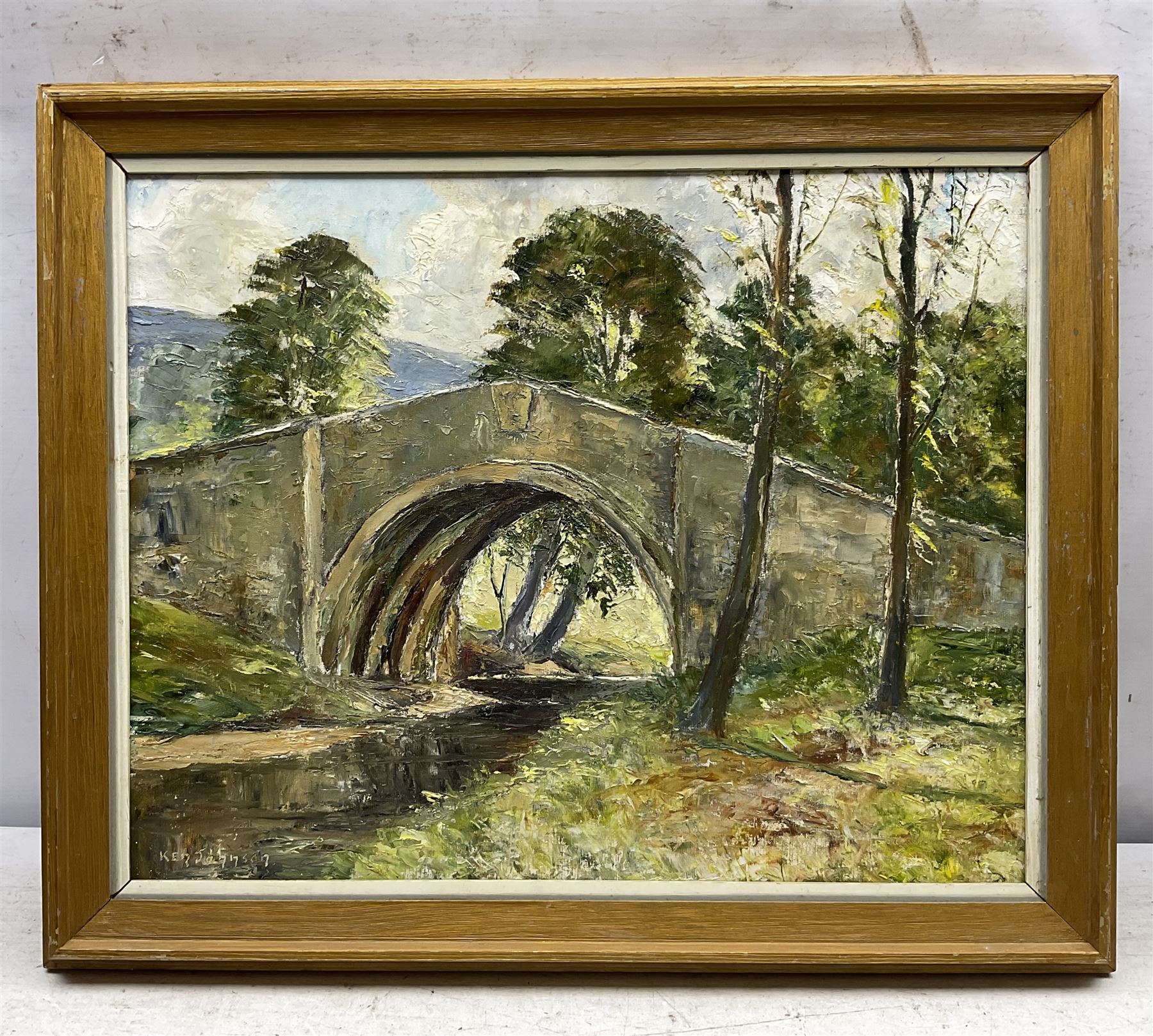 Ken Johnson (British 20th Century): Hunter's Sty Bridge - Westerdale and 'The Esk Near Whitby', two oils on board signed max 37cm x 63cm (2)