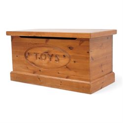 Polished pine toy box