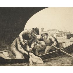 Frederick George Austin (British 1902-1990): 'A Tragedy', drypoint etching signed titled a...