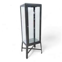 Contemporary grey finish metal display cabinet 