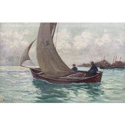 Andrew Black RSW (Scottish 1850-1916): Ayr Fishing Boat off the Coast of Scotland, oil on ...