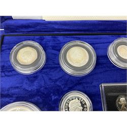 The Royal Mint United Kingdom Millennium 2000 silver coin collection, cased with certificate