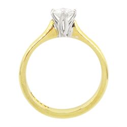 18ct gold single stone round brilliant cut diamond ring, hallmarked, diamond 0.42 carat, with IGL report