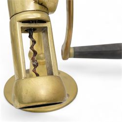 Late 19th century Rotary Eclipse style brass bar mounted corkscrew, impressed no. 57, bearing stamp to base H41cm 