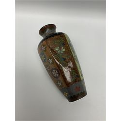 19th century cloisonné vase, decorated with panels of flowers, H15cm