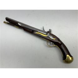 RFD ONLY AS NO VISIBLE PROOF MARKS - modern Indian flintlock .65 cal. belt pistol marked with crowned GR and Tower, 29cm barrel and brass skull crusher butt, serial no.2169 L50cm