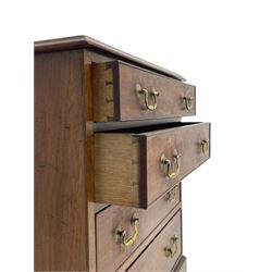 Small Georgian and later mahogany chest, moulded rectangular top over four long cock-beaded drawers, on bracket feet