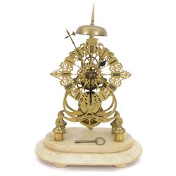 Joseph Wilkinson of Sheffield - single train 8-day skeleton clock c1860,  mounted on an ov...