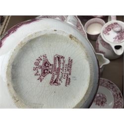 Masons Ironstone ceramics, including Double Landscape pattern plate and jar and cover, Fruit Basket pattern tea pots, etc, in two boxes