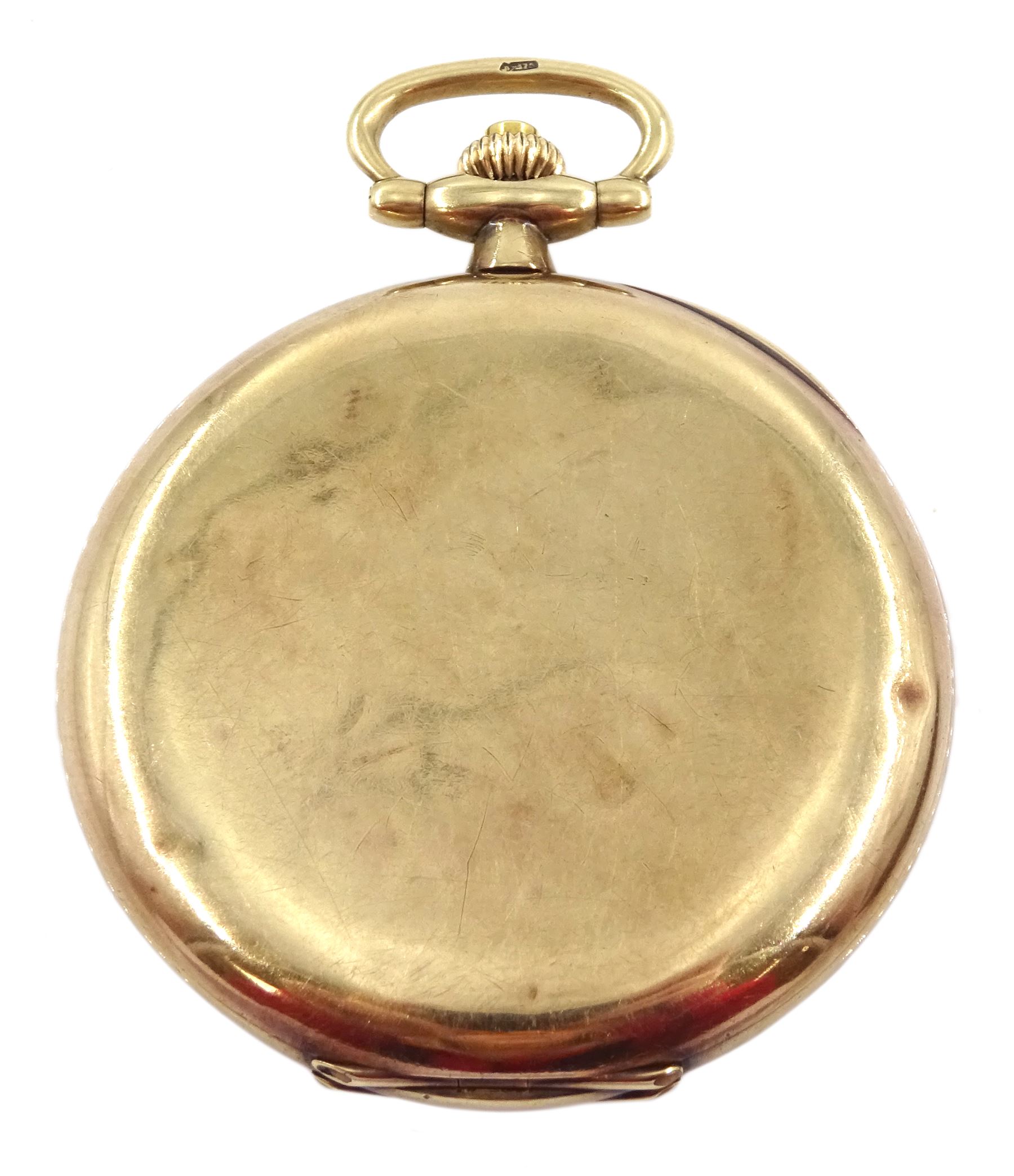 Early 20th century half hunter key wound lever pocket watch by Zenith, No. 2881056, silvered dial with Arabic numerals and subsidiary seconds dial, retailed by Mason & Son, Glasgow import mark 1928