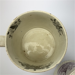 A 19th century Reform mug, detailed with head and shoulder portrait of George Kinloch Esq MP, and inscribed Reform within a floral border, H11c,. together with a 19th century Staffordshire pearlware Reform mug, with printed puce decoration depicting Britannia and inscribed Union Reform, H10.5cm. (2). 