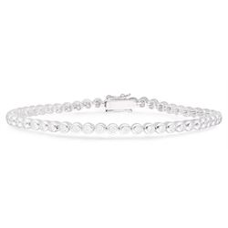 18ct white gold rubover set round brilliant cut diamond bracelet, hallmarked, total diamond weight 1.70 carat