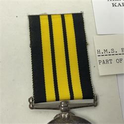 Victoria Ashantee Medal 1887-1900 awarded to W. Gray Ord. H.M.S. Encounter 73-74; with replacement ribbon but original present.