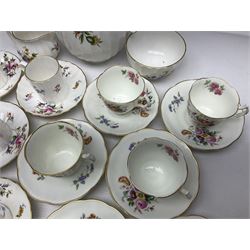 Royal Worcester Roanoke pattern coffee service, including coffee pot, coffee cans and saucers, milk and sugar bowl, together with Coalport Junetime pattern teacups and saucers