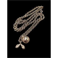 9ct gold rope twist necklace with football and boxing gloves charms