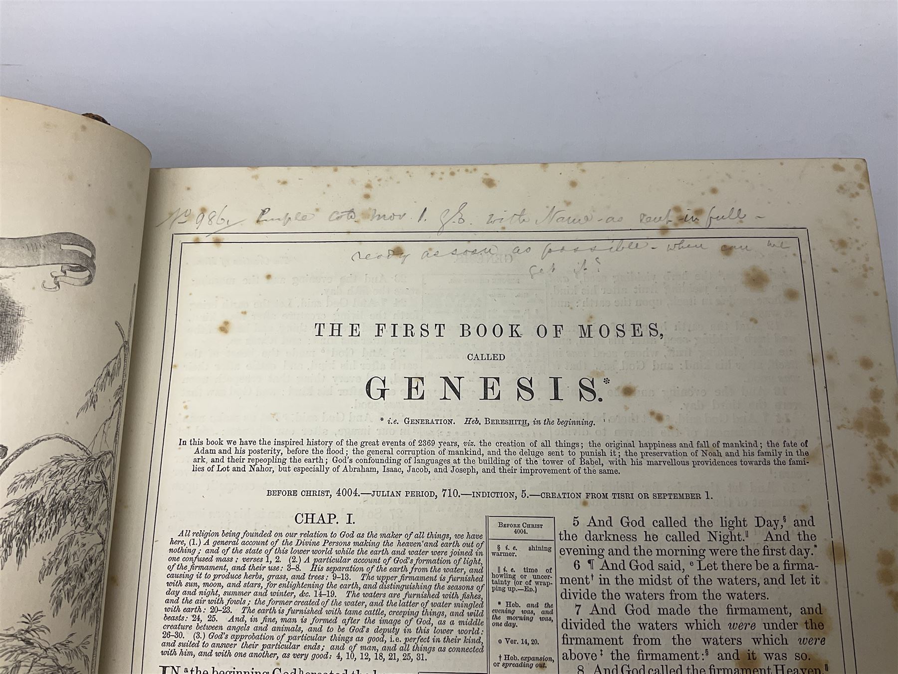 19th century The Illustrated Family Bible with Explanatory Critical & Devotional Commentary, published by  A Fullarton & Co, leather-bound with gilt decoration to cover, with the family register filled in for the Duggleby & Dunn family of Beverley