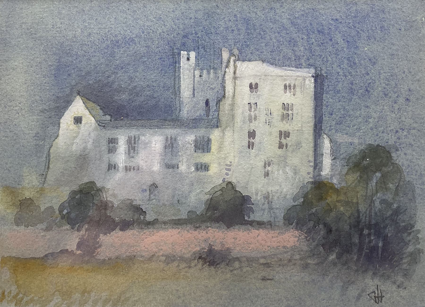 Peter Hicks (British 1937-): Helmsley Castle, watercolour signed with monogram 12cm x  17cm 