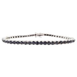 18ct white gold round cut sapphire bracelet, hallmarked, total sapphire weight approx 7.50 carat