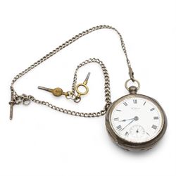 Early 20th century silver Waltham pocket watch, case London import mark 1919, on silver Albert chain, gold-plated pocket watch and a collection of wristwatches including Tissot  PR50 J376/476, Oris, Sekonda, and Alpha