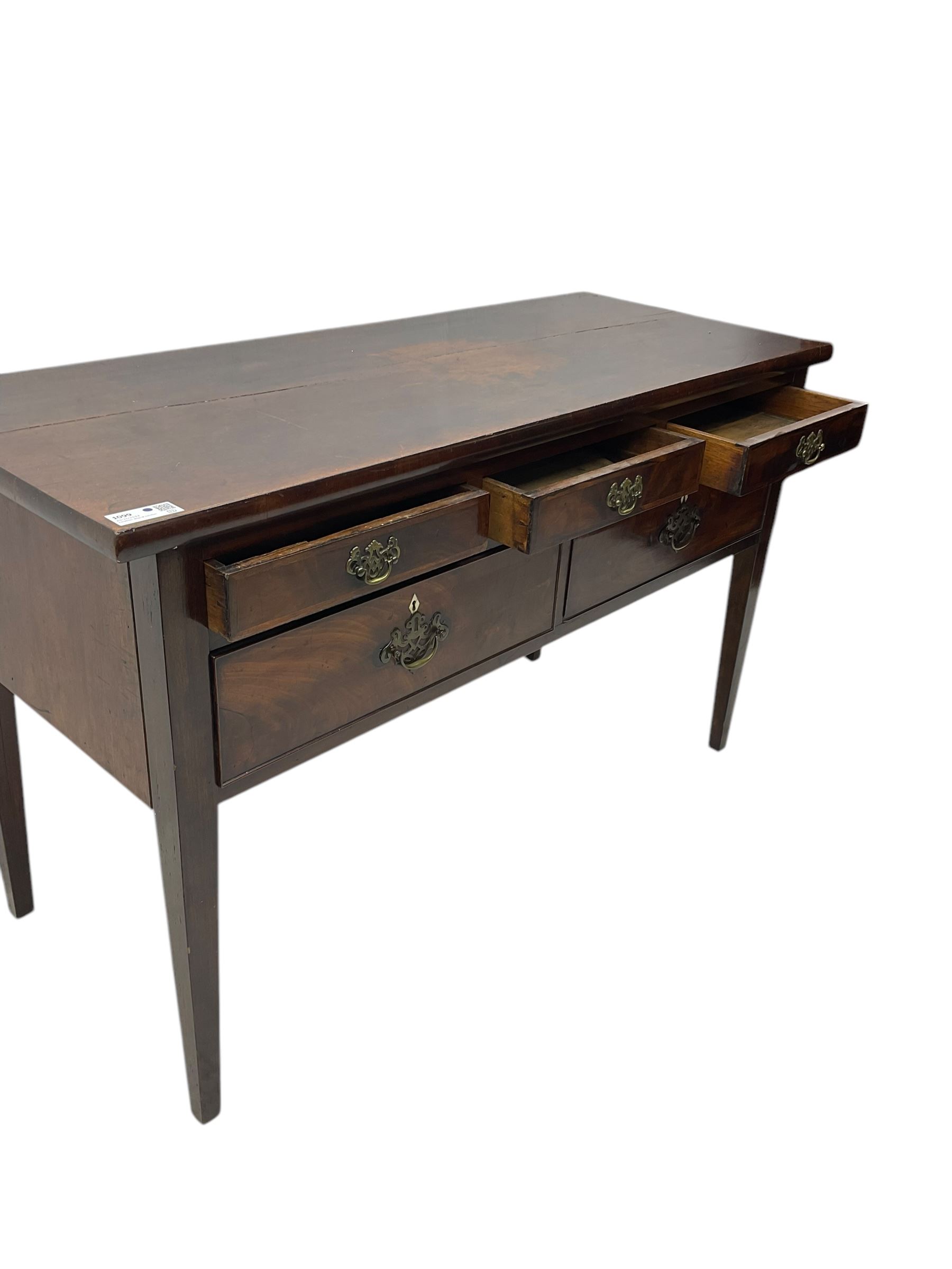 19th century mahogany side table, rectangular top over five drawers, on square tapering supports 