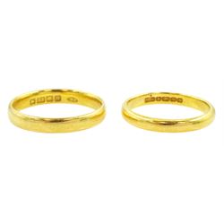 Two 22ct gold wedding bands, London 1931 and Birmingham 1941