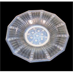 French pressed glass dish with floral decoration, D35cm