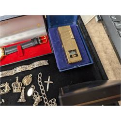 Silver jewellery, including charms, three bracelets and pendant, together with a Seiko wristwatch, Skagen wristwatch, costume jewellery and  a lighter