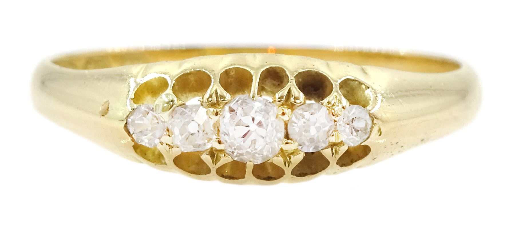 Victorian 18ct gold five stone old cut diamond ring, Birmingham 1896