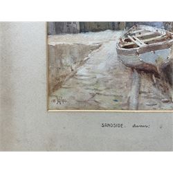 Charles William Adderton (British 1866-1944): 'Sandside Scarborough', watercolour signed with monogram and dated 1894, 25cm x 17.5cm (unframed)
Provenance: direct from the family of the artist Harry Wanless 1872-1934, part of a collection never previously seen on the market
Notes: Adderton was a friend of the brothers Harry and Charles Wanless, all of whom studied under Albert Strange at the Scarborough School of Art School. Adderton had a studio at 55 Sandside, Scarborough between 1894 and 1901, he moved to Ockbrook Derby and later to Robin Hoods Bay where he was a member of the Fylingdales Group of Artists