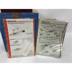 HO/OO gauge - parts and accessories for OO gauge to include power supply units, Airfix trackside accessories kits, miscellaneous parts for building model trains etc, in two boxes 