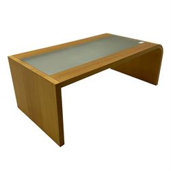 Light oak and glass coffee table