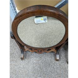 Mahogany dressing table mirror and a Victorian fire screen 