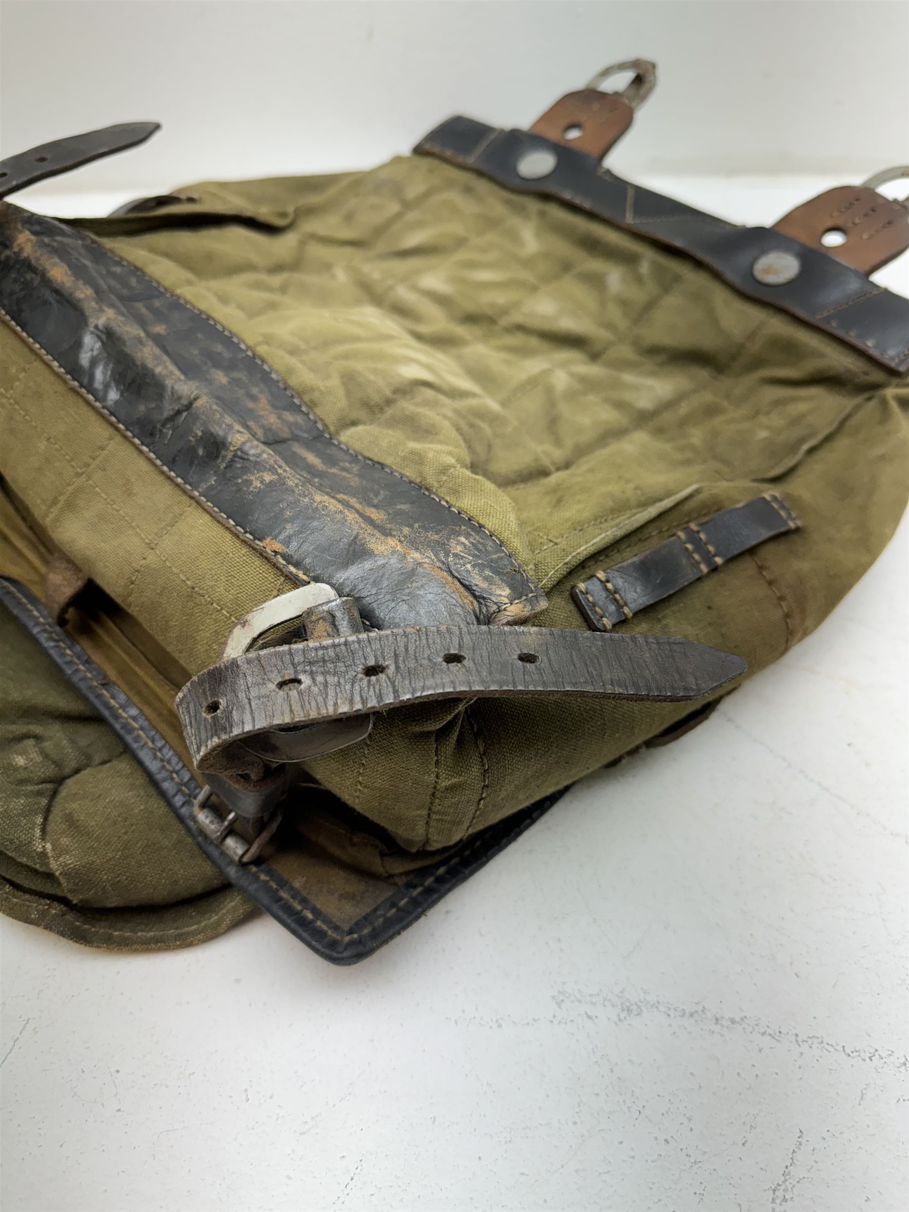 German WWII army field backpack, together with canvas bread, circa 1940