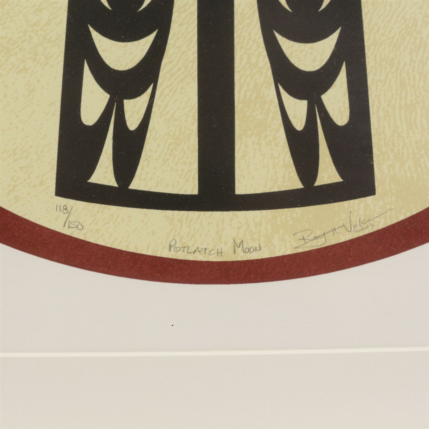 Roy Henry Vickers CM OBC (Canadian First Nations 1946-): 'Potlatch Moon', signed titled numbered 118/150 and dated 2003 in pencil, with COA verso, 45cm diameter