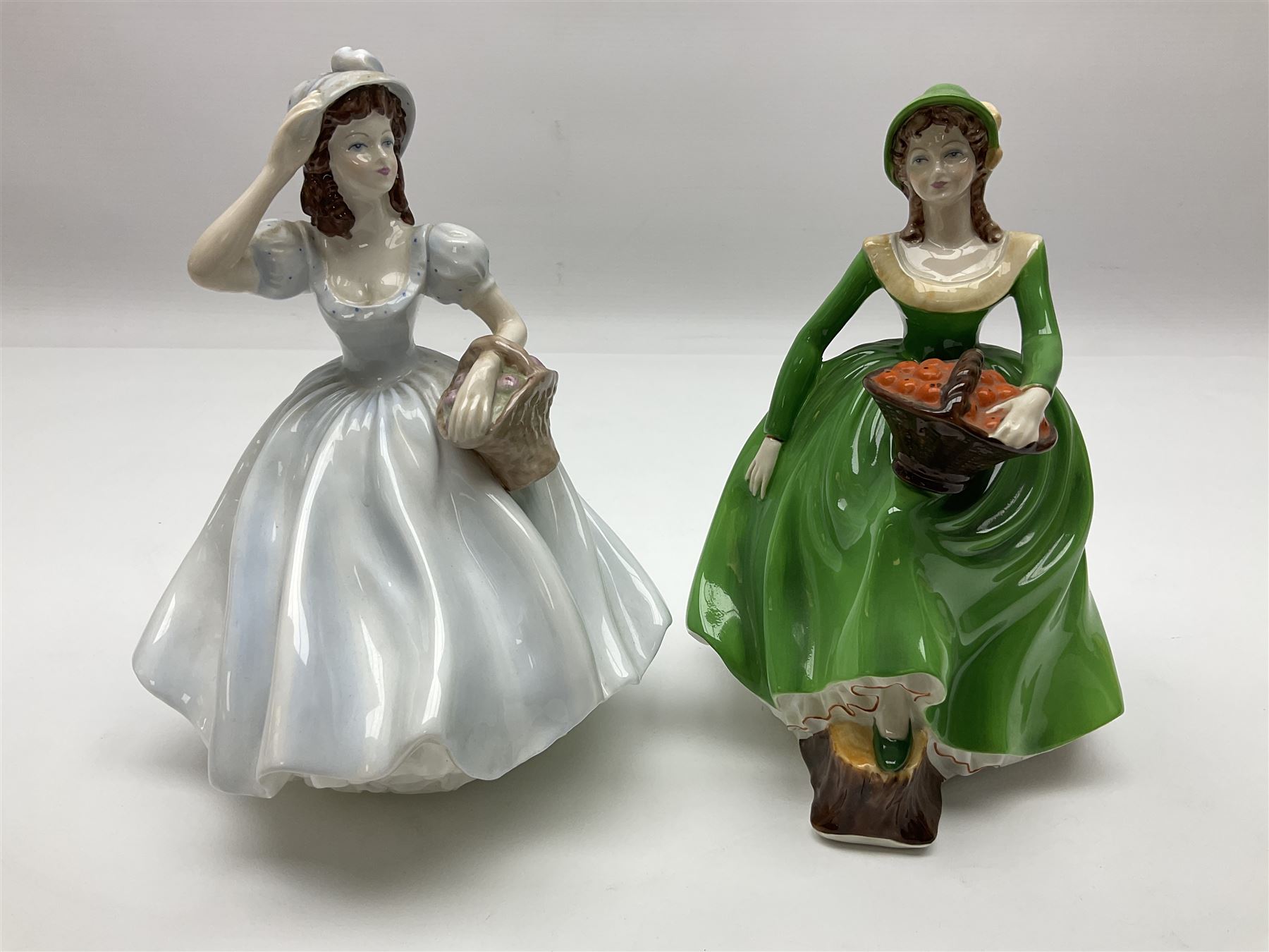 Royal Worcester figure, First Dance no 3629, together with eight Coalport figures, to include Debbie, Emily, Helen etc