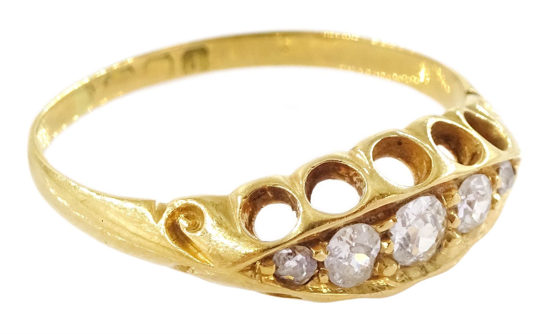 Early 20th century 18ct gold five stone old cut diamond ring, hallmarked