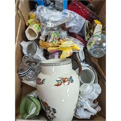 Victorian and later ceramics, including Beswick teapot, Caithness glass vase and other collectables, in four boxes 