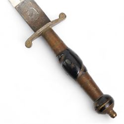 North African arm dagger with leather scabbard, blade length 19cm and a South American hunting knife, the ricasso marked 'Rio Branco', blade length 18cm (2) 