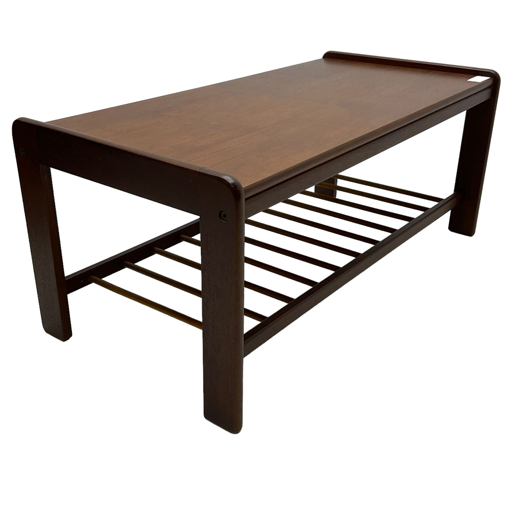 Mid-20th century teak coffee table, rectangular top over undertier 