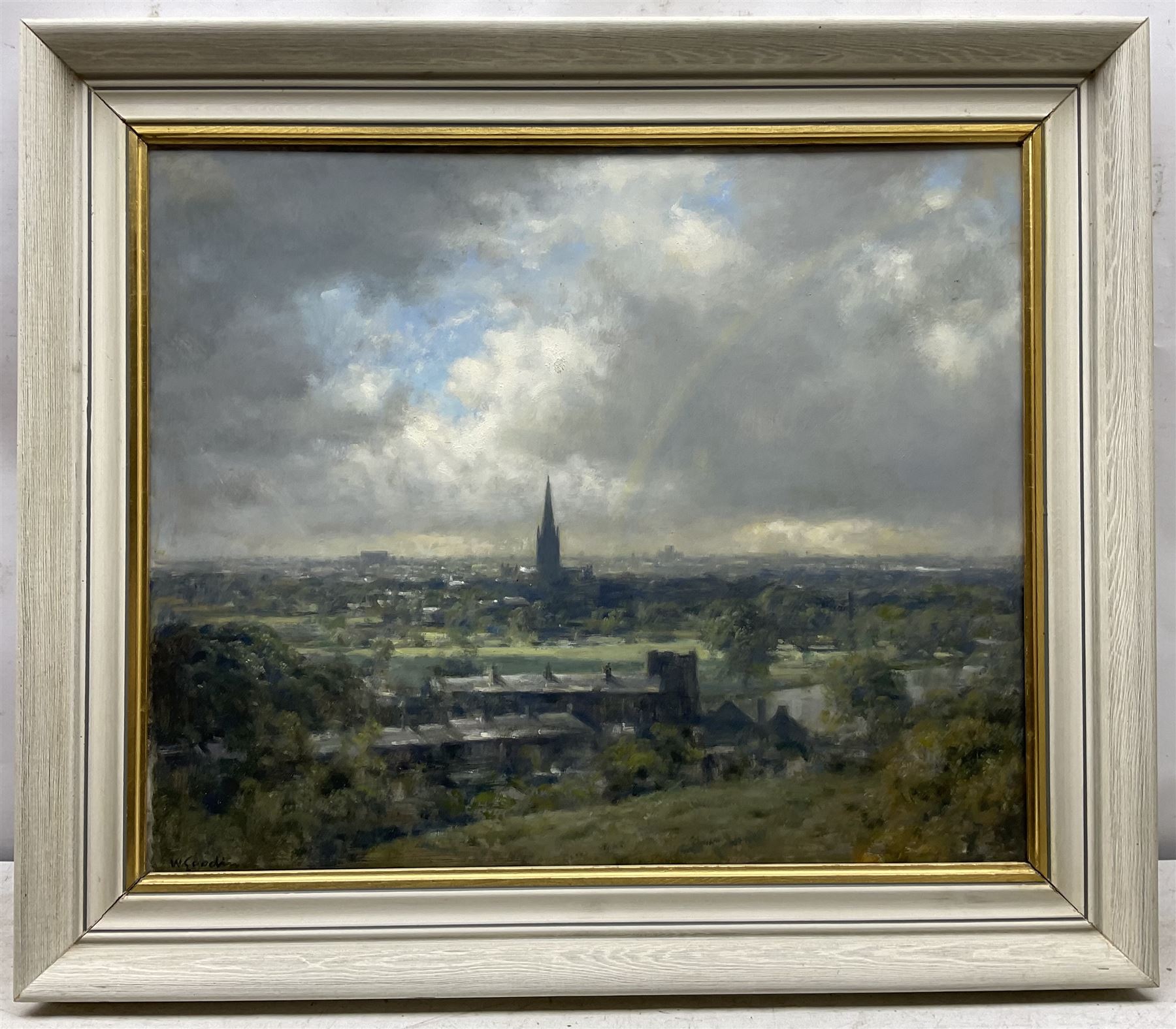 Walter Goodin (British 1907-1992): Norwich from the Rowntree's Chocolate Factory, oil on board signed 49cm x 59cm 