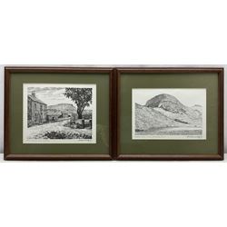 Alfred Wainwright MBE (British 1907-1991): 'Pen Y Ghent from Selside', 'Great End from Styhead Tarn', 'Skelwith Force', and 'Wasdale from Great Gable', four monochrome prints each signed in pen by the artist, max 17cm x 23cm (4)