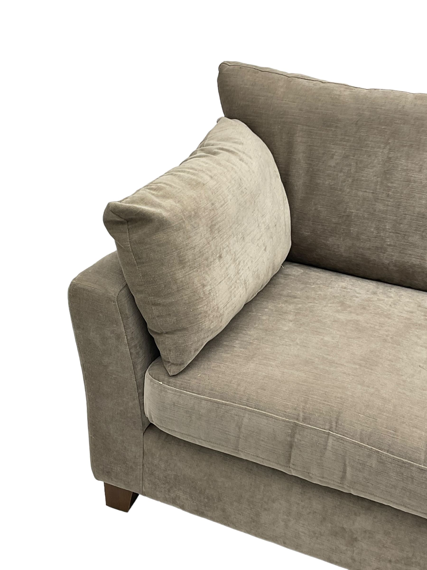 Next Home - corner sofa upholstered in grey fabric, on block feet 