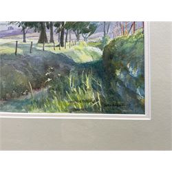 Herbert Rodmell (British 1913-1994): 'Wingfield Castle', pair watercolours signed and titled 15cm x 25cm; Jo Rodmell (British Contemporary): 'Towards Whitby from Featherbed Lane', watercolour signed and dated '07, titled verso 18cm x 22cm (3)