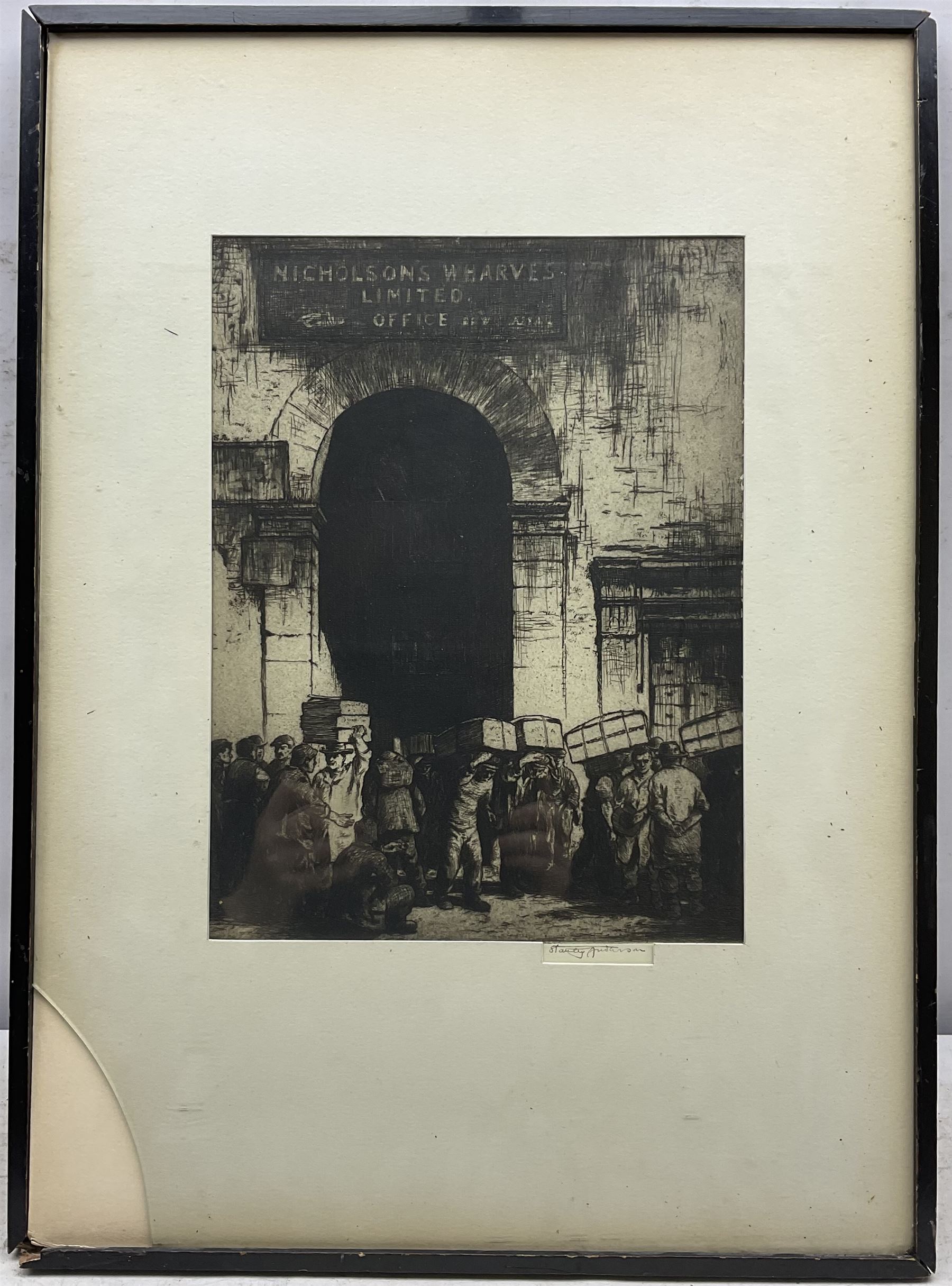 Stanley Anderson CBE RA RE (British 1884-1966): 'Nicholson's Wharves Limited Office', drypoint etching signed in ink on the margin (image size) 32cm x 24cm 