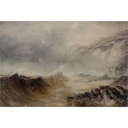 Henry Barlow Carter (British 1804-1868): Stormy Coastline, watercolour unsigned 29cm x 43cm