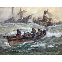 Joseph Richard Bagshawe (Staithes Group 1870-1909): Steam Tug bringing in Distressed Saili...