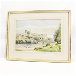 Walter Cecil Horsnell (British 1911-1997): Richmond Castle and Bridge, watercolour unsigned 25cm x 35cm 