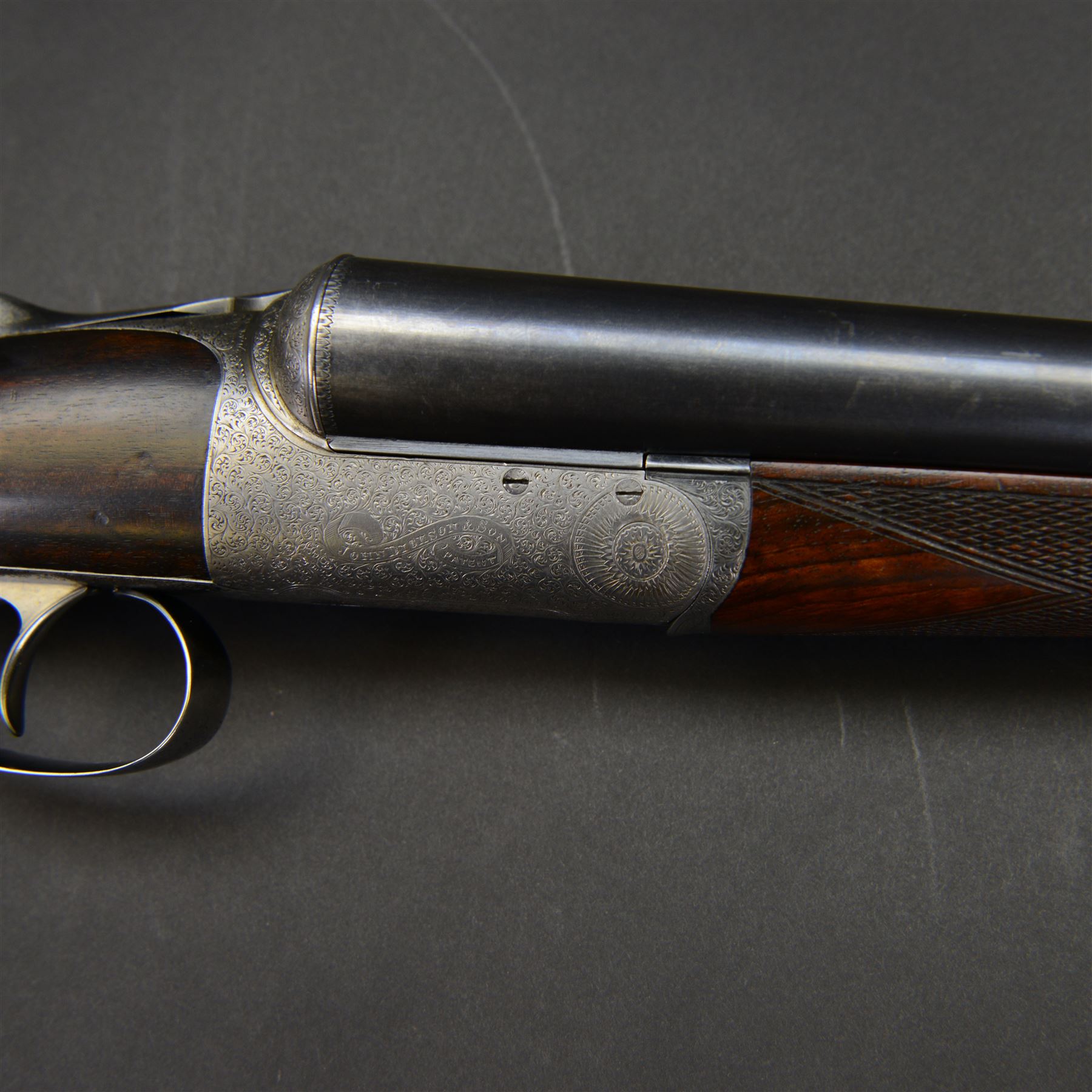 SHOTGUN CERTIFICATE REQUIRED - John Dickson & Son, 12 bore, round-action trigger plate ejector, side by side double barrel shotgun with 71cm (28