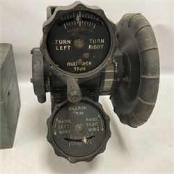 Cased Astro compass mark MK11, together with another and other aircraft equipment marked Aero Controls Ltd 